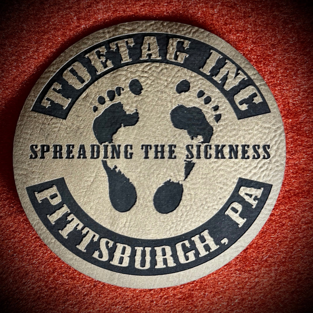 TOETAG biker faux leather patch front view