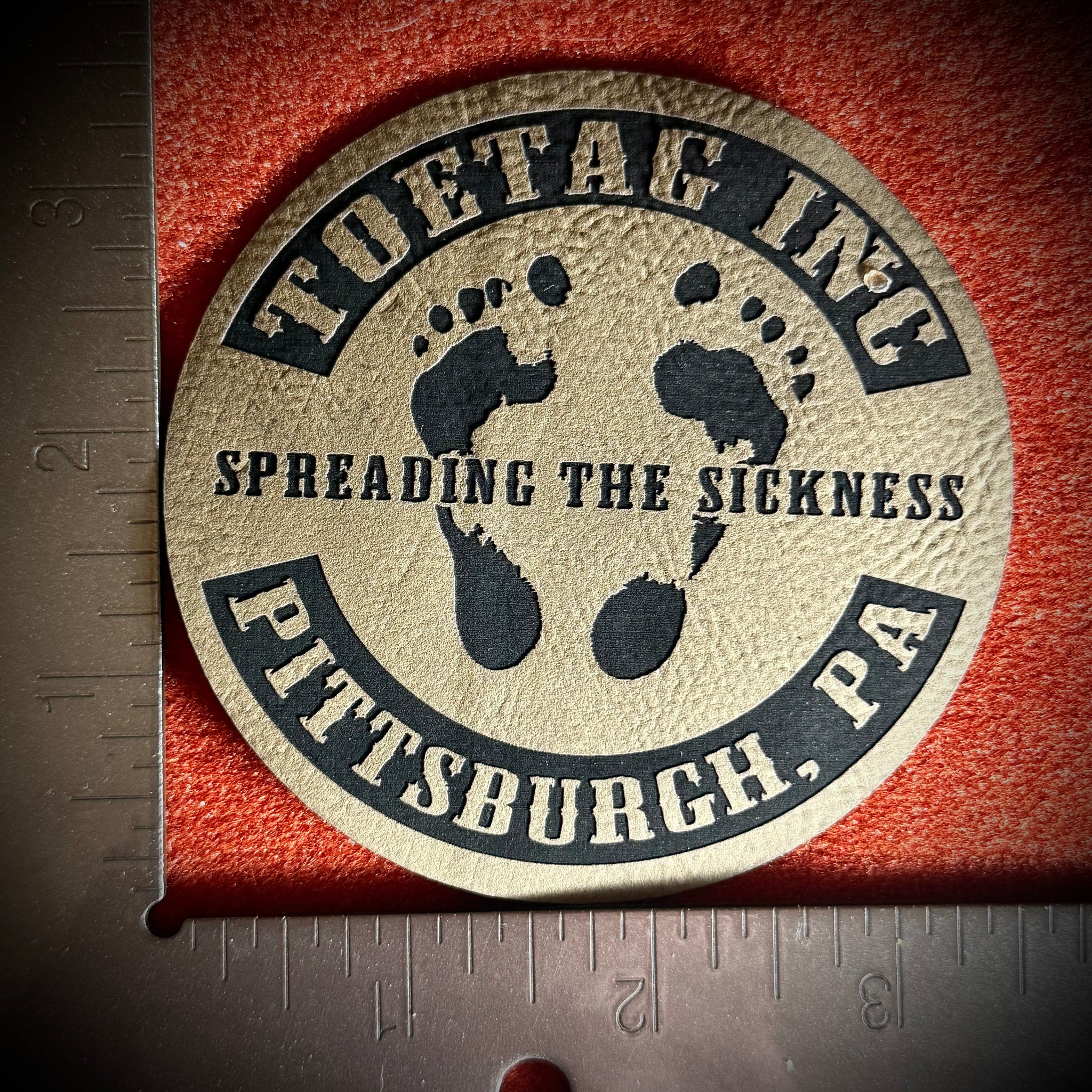 TOETAG Biker Faux Leather Patch with ruler for scale